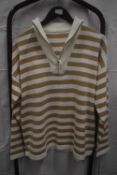 *Gianni Feraud Tan & White Zip Neck Lightweight Jumper Size: M