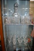 Cut Glass Lead Crystal Decanter, Tumblers, Wine Glasses, etc.