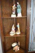 Four Pottery Figures and a Doulton Character Jug