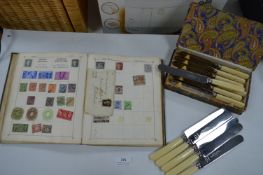 Vintage Stamp Album, and Cutlery