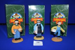 3x Small Camberwick Green Figures by Robert Harrop Designs Including the Printer, Paddy Murphy,
