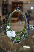 Small Studio Green & Blue Glass Basket