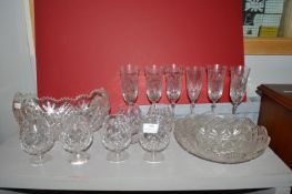 Cut Glass Lead Crystal Fruit Bowl, Wine and Brandy Glasses etc.