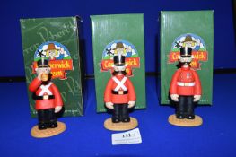 3x Small Camberwick Green Figures by Robert Harrop Designs Including Major Grout, Captain Snort, and