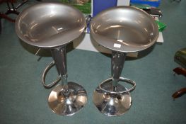 Pair of Chrome Gas Lift Barstools