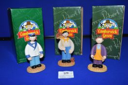 3x Small Camberwick Green Figures by Robert Harrop Designs Including the Milkman, the Bricklayer,
