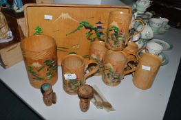 Japanese Bamboo Tray and Mug Set