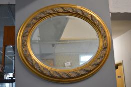 Oval Gilt Framed Bevelled Edge Mirror