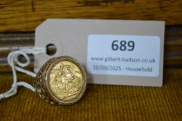 1904 22ct Gold Sovereign on 9ct Gold Ring Mount ~13.5g total