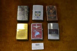 4x Zippo Petrol Lighters and 2x Others
