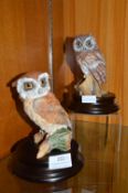 2x Porcelain Owl Figures by Kieser of Germany