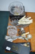 Cut Glass Lead Crystal Fruit Bowls, Cutlery, etc.
