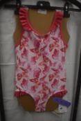 Seafolly Pink Butterfly Frill Swimsuit Size: 4 years