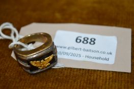 Gold Plated Silver Signet Ring with 18ct Gold Eagle Emblem