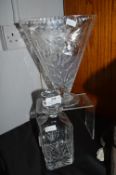 Cut Glass Lead Crystal Decanter and Vase