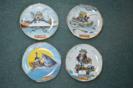 4x Comical Fishing Plates by Garry Paterson