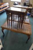 Nest of Three Glass Topped Tables, and a Glass Topped Coffee Table