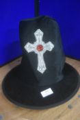 Black Velvet Hat with Cross
