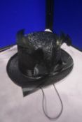 Black Mini Top Hat with Feathers