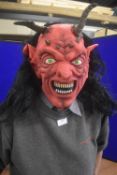 Red Devil Mask with Black Hair