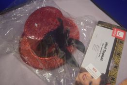 Red Mini Top Hat with Feathers