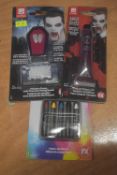 Vampire Kit Including Fake Blood, Fangs with Blood Capsules, and Makeup Sticks