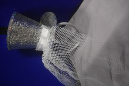 Silver Glitter Fascinator Top Hat with Veil, and Adjustable Headband