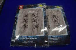 2x Packs of Spiderweb Decorations with Spiders