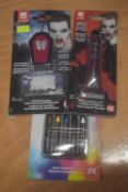 Vampire Kit Including Fake Blood, Fangs with Blood Capsules, and Makeup Sticks