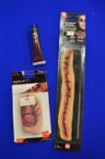 Set of Smiffys Latex Makeup FX Body Scars with Adhesive and Fake Blood