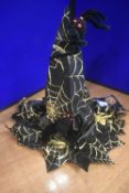 14x Black & Gold Witches Hats with Spiders