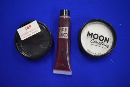 Dracula Makeup Set Including Black and White Face Paints, and Tube of Fake Blood