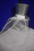 Silver Glitter Fascinator Top Hat with Veil, and Adjustable Headband