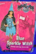 Smiffys Blue Sparkle Witch Hat & Dress with Cape Size: S/8-10