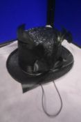 Black Mini Top Hat with Feathers