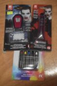 Vampire Kit Including Fake Blood, Fangs with Blood Capsules, and Makeup Sticks