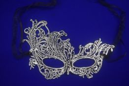 Silver Metal Effect Lace Eye Mask