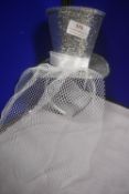 Silver Glitter Fascinator Top Hat with Veil, and Adjustable Headband