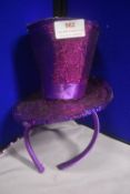 Purple Glitter Fascinator Top Hat with Adjustable Headband (AF)