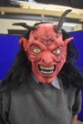 Red Devil Mask with Black Hair