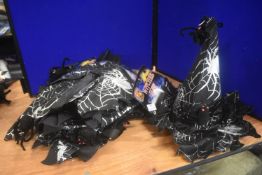 9x Silver & Black Witches Hats with Spiders