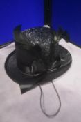Black Mini Top Hat with Feathers