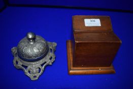 *Cast Metal Couter Bell plus Wooden Cigarette Dispensing Box