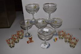 6x Vintage Babycham Glasses plus 6x Poker Shot Gla
