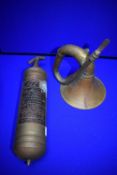 Vintage Brass Fire Extinguisher plus Car Horn