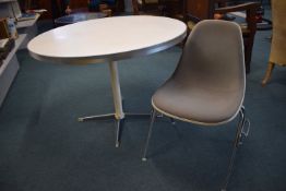 White Circular Retro Table on Chrome Base with Unm