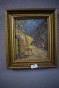 Oil on Canvas Continental Street Scene Signed Golola