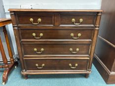 Antique Wooden Chest of Five Drawers with Brass Handles