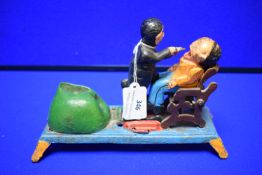 Reproduction Cast Iron Automaton Moneybox Visting the Dentist