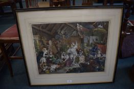 Framed William Hogarth Hand Coloured Print